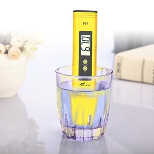 Newdy Digital PH Meter Tester for Water Quality, Food, Aquarium, Pool & Hydroponics,0.01/High Accuracy +/- 0.05 and 0.00-14.00 Measurement Range, Large LCD Display Battery Included -Yellow