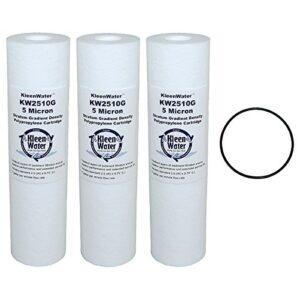 multi-pack of 3 meltblown sediment 5 micron replacement water filter cartridges, compatible with ge fxwpc, fxusc and gxwh01c with o-ring (1)