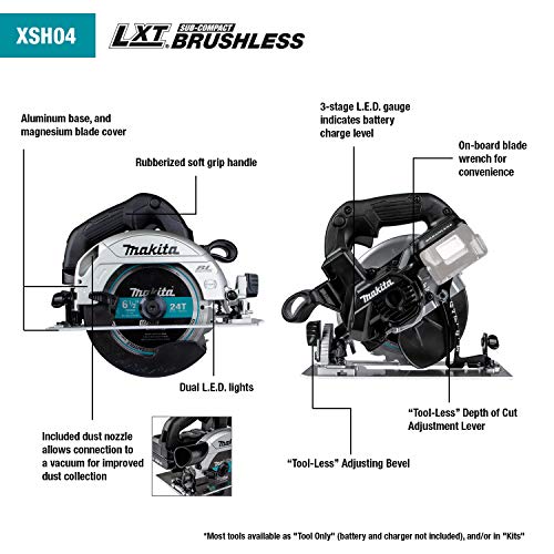 Makita XSH04ZB 18V LXT® Lithium-Ion Sub-Compact Brushless Cordless 6-1/2” Circular Saw, Tool Only