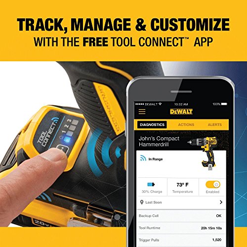 DEWALT 20V MAX* XR Hammer Drill Kit, Tool Connect Bluetooth (DCD797D2)