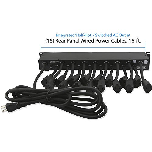 Pyle 19 Outlet 1U 19" Rackmount PDU Power Distribution Supply Center Conditioner Strip Unit Surge Protector 15 Amp Circuit Breaker USB Multi Device Charge Port 15FT Cord (PCO860) Black