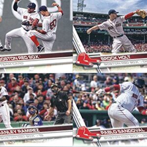 2017 Topps Series 1 & 2 Boston Red Sox Team Set of 26 Cards: Rick Porcello(#28), Xander Bogaerts(#61), Henry Owens(#69), Dustin Pedroia(#130), Mookie Betts(#161), Rick Porcello(#178), Yoan Moncada(#210), David Ortiz(#229), Mookie Betts(#242), Jackie Bradl