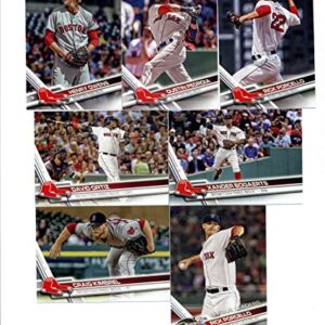 2017 Topps Series 1 & 2 Boston Red Sox Team Set of 26 Cards: Rick Porcello(#28), Xander Bogaerts(#61), Henry Owens(#69), Dustin Pedroia(#130), Mookie Betts(#161), Rick Porcello(#178), Yoan Moncada(#210), David Ortiz(#229), Mookie Betts(#242), Jackie Bradl