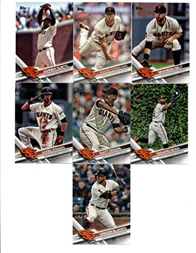 2017 Topps Series 1 & 2 San Francisco Giants Team Set of 21 Cards: Gregor Blanco(#47), Madison Bumgarner(#65), Brandon Crawford(#106), Angel Pagan(#112), Matt Moore(#179), Johnny Cueto(#199), Denard Span(#216), San Francisco Giants(#235), Hunter Stricklan