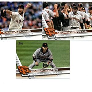 2017 Topps Series 1 & 2 San Francisco Giants Team Set of 21 Cards: Gregor Blanco(#47), Madison Bumgarner(#65), Brandon Crawford(#106), Angel Pagan(#112), Matt Moore(#179), Johnny Cueto(#199), Denard Span(#216), San Francisco Giants(#235), Hunter Stricklan