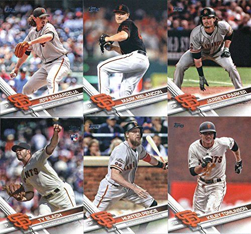 2017 Topps Series 1 & 2 San Francisco Giants Team Set of 21 Cards: Gregor Blanco(#47), Madison Bumgarner(#65), Brandon Crawford(#106), Angel Pagan(#112), Matt Moore(#179), Johnny Cueto(#199), Denard Span(#216), San Francisco Giants(#235), Hunter Stricklan