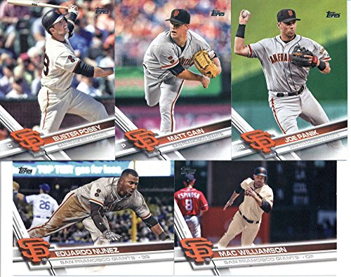 2017 Topps Series 1 & 2 San Francisco Giants Team Set of 21 Cards: Gregor Blanco(#47), Madison Bumgarner(#65), Brandon Crawford(#106), Angel Pagan(#112), Matt Moore(#179), Johnny Cueto(#199), Denard Span(#216), San Francisco Giants(#235), Hunter Stricklan