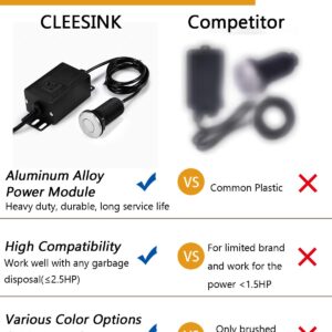 Garbage Disposal Air Switch Kit, Sink Top Waste Disposer On/Off Switch with Aluminum Alloy Power Module (LONG BRUSHED NICKEL STAINLESS STEEL BUTTON) by CLEESINK