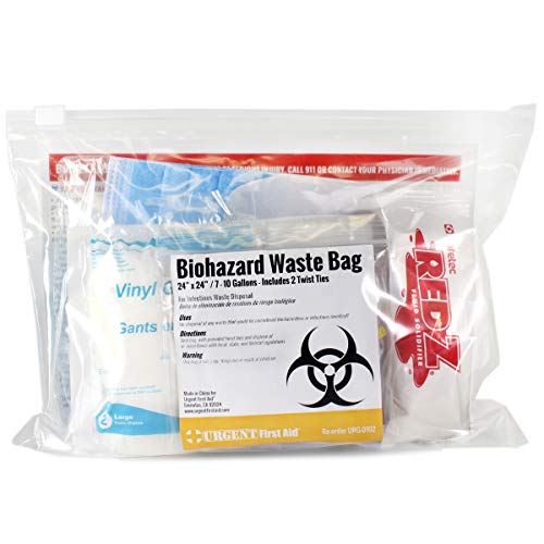 Urgent First Aid 22 Piece Bodily Fluid Clean Up Pack/Bloodborne Pathogen Spill Kit - be OSHA Compliant and Protect from Dangerous Exposure to Blood and Other potentially infectious Materials