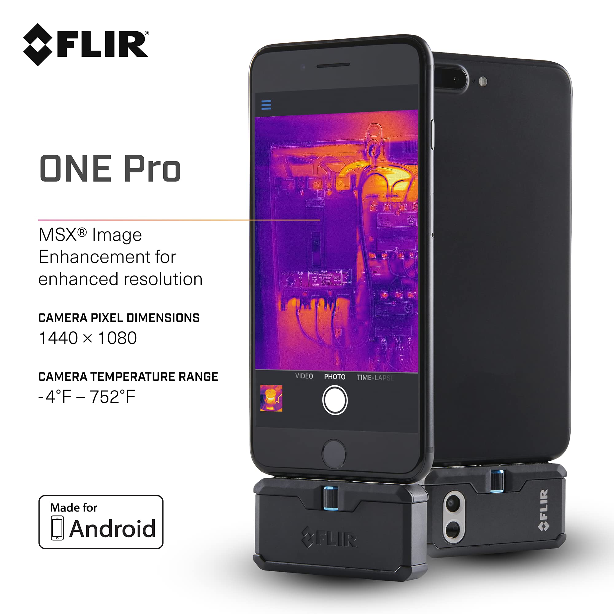 FLIR outdoor ONE Pro Thermal Imaging Camera 1080p for Android micro USB, Professional Grade Thermal Camera for Smartphones, with VividIR and MSX Image Enhancement Technology