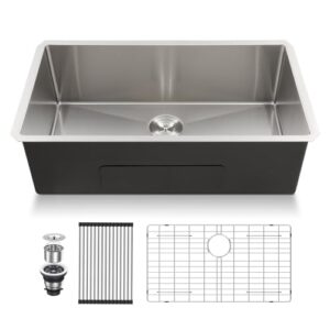 32 undermount kitchen sink - lordear 32 inch undermount sinks stainless steel single bowl kitchen sink under counter basin 32x19x10 inch round corner