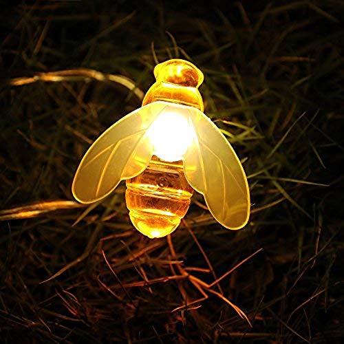 ER CHEN Honeybee Fairy String Lights, 10Ft 20 LED Honeybee Battery Power Led String Lights for Party, Wedding, Xmas, Decoration, Gardens, Patios, etc.