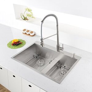 Ruvati 33-inch Drop-in Low Platform-Divide Zero Radius 60/40 Double Bowl 16 Gauge Topmount Kitchen Sink - RVH8059