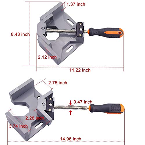 WEICHUAN Aluminum Alloy Right Angle Clamp 90 Degree Angle Clamp Corner Clamp Right Angle Vise Adjustable Frame Clamp With Adjustable Swing Jaw for DIY Woodworking(Pack of 1)