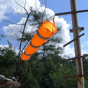 CrocSee Airport Windsock Outdoor Hanging Heavy Duty Orange Rip-Stop Wind Sock Windsocks with Reflective Belts Length(30")