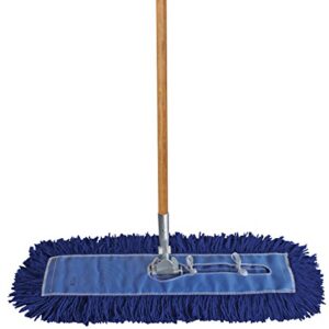 ProGrade Dry Mop Kit with Industrial-Quality Twisted Closed Loop Mop Head - Heavy-Duty Steel Frame, Wood Handle - Blue 48 Inch