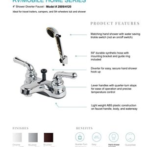 Builders Shoppe 2009BN/4120BN Motorhome Non-Metallic RV Diverter Lavatory Faucet with Hand Held Shower Set, Brushed Nickel Finish