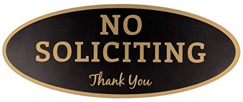 No Soliciting Sign – Digitally Printed Indoor/Outdoor Sign – Durable UV and Weather Resistant (Small - 2" x 5", Black with Gold Letters)