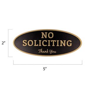 No Soliciting Sign – Digitally Printed Indoor/Outdoor Sign – Durable UV and Weather Resistant (Small - 2" x 5", Black with Gold Letters)