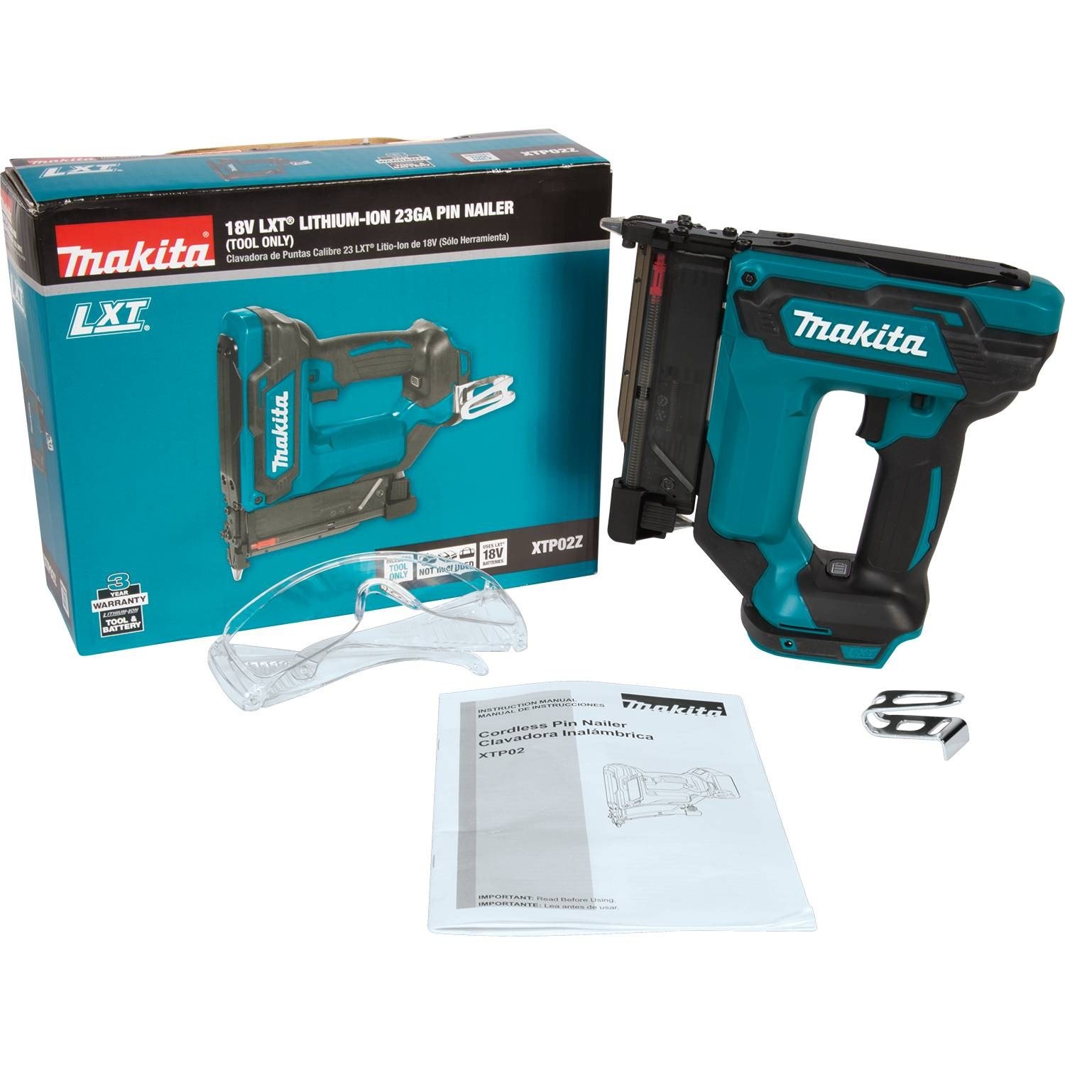 Makita XTP02Z 18V LXT Lithium-Ion Cordless 1-3/8" Pin Nailer, 23 Gauge, Tool Only