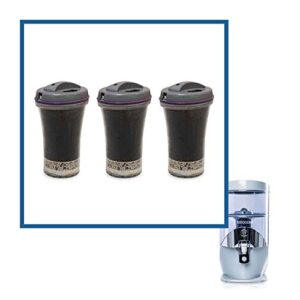 nikken waterfall 3 filter cartridges - 13845, replacement for gravity water filter purifier system 1384 - pimag waterfall system components - rated flow service is at least 45 liters per day