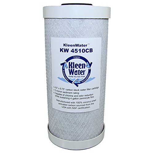 Carbon Filter, KleenWater KW4510CB Carbon Block Water Filter Cartridge, Compatible with 32-425-125-975, RFC-BB, WHEF-WHHPCBB, CBC-BB and EP-BB, Includes Replacement O-ring (1)