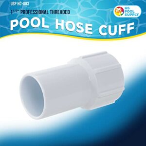 U.S. Pool Supply 1-1/2" Pool Hose Cuff, Swimming Pool Replacement Cuff for Spiral-Wound Vacuum Hoses - Threaded Cuff, Durable ABS Plastic, Repair Cracked Hose Ends - Connect Vacuum Head, Skimmer Inlet