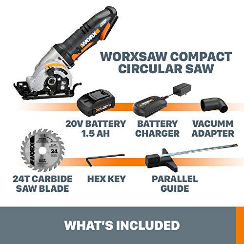 Worx WX523L 20V Power Share WORXSAW 3-3/8" Cordless Compact Circular Saw