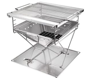 campingmoon bbq grill fire pit foldable stainless steel - large mt-045