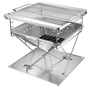 Campingmoon BBQ Grill Fire Pit Foldable Stainless Steel - Large MT-045