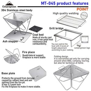 Campingmoon BBQ Grill Fire Pit Foldable Stainless Steel - Large MT-045