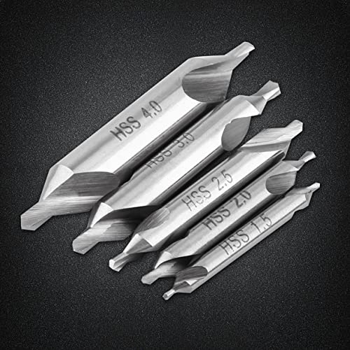 5 Pcs HSS Combined Center Drill Bit Set Countersink Drill Bits 60 Degree Angle Hole Drill 1.5mm 2mm 2.5mm 3mm 4mm CNC Later Accessories