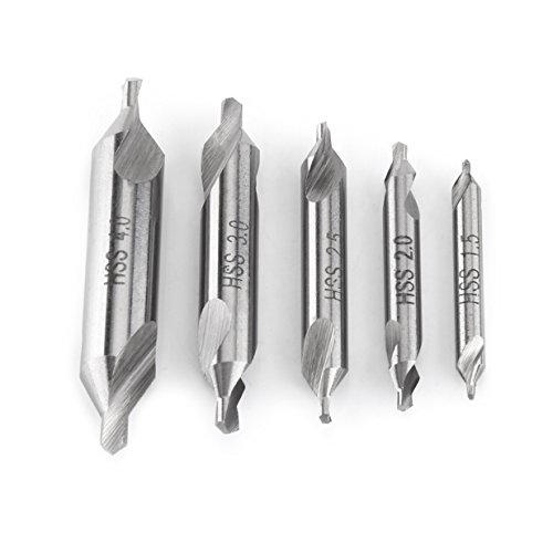 5 Pcs HSS Combined Center Drill Bit Set Countersink Drill Bits 60 Degree Angle Hole Drill 1.5mm 2mm 2.5mm 3mm 4mm CNC Later Accessories