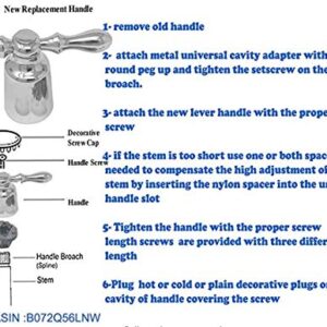 MI MADOL IMPORTS, LLC MADOL Universal Faucet Handle Pair Cold and Hot Water Adapts and Fits on All Lever [2257] Replacement Handle Stems for Shower and/or Bath Mixers ADA Compliant