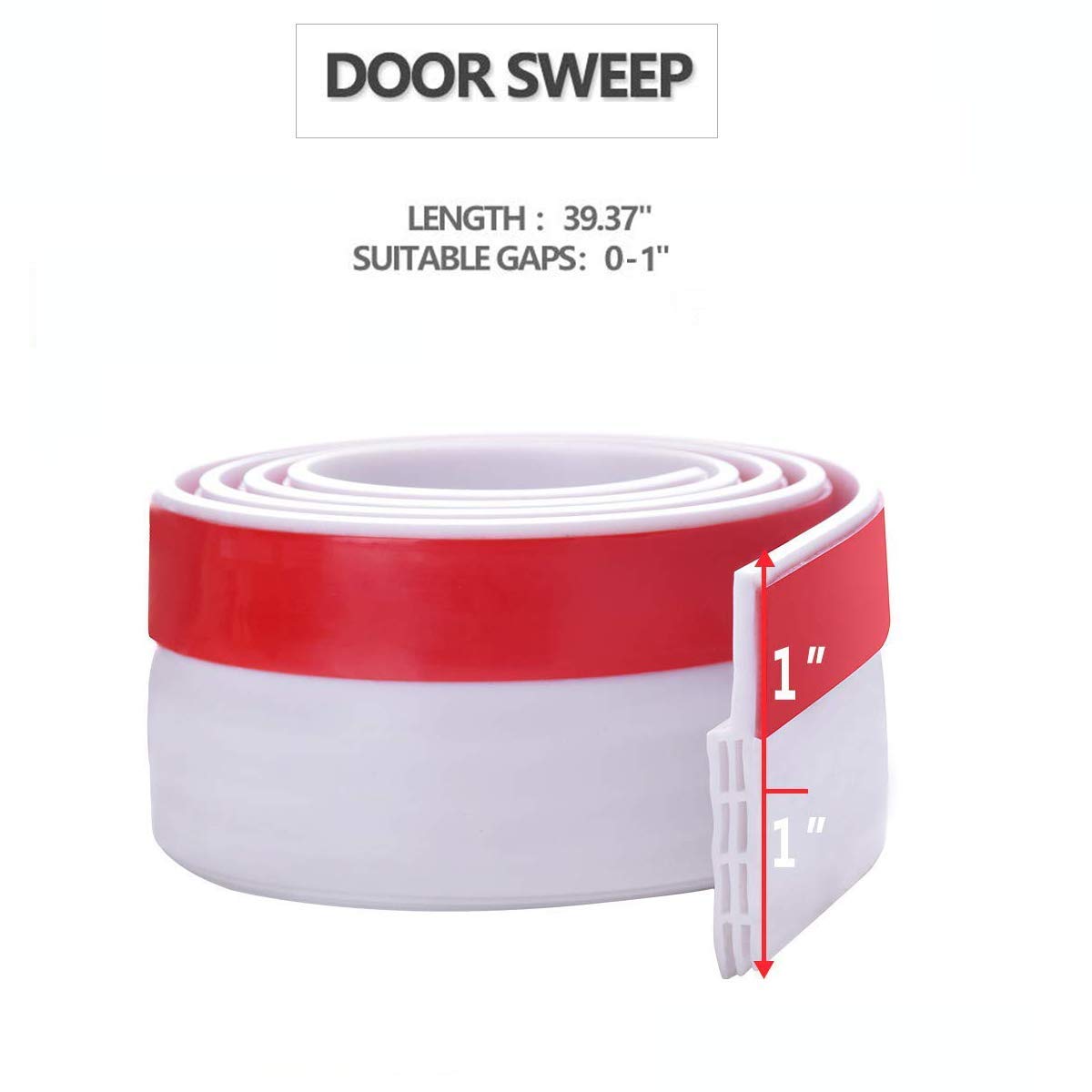Suptikes Door Draft Stopper Under Door Seal for Exterior/Interior Doors, Strong Adhesive Door Sweep Soundproof Weather Stripping, 2" W x 39" L, White