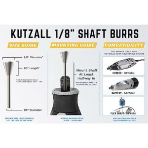 Kutzall Extreme Flame Rotary Burr, 1⁄8" Shaft, Very Coarse- Woodworking Attachment for Dremel, Foredom, DeWalt, Milwaukee. Abrasive Tungsten Carbide, 1⁄4" (6.3mm) Dia. X 1⁄2" (12.7mm) Length FLX-14-EC