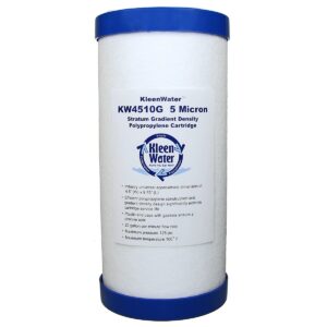 kleenwater 4510g-5m dirt rust sediment filter cartridge, 5 mircon, 4.5 x 9.75 inch, compatible with big blue dgd-5005 wdgd-5005 whkf-gd25bb