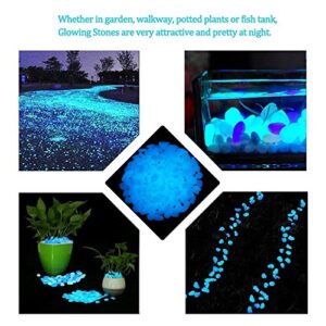 Glow Stones, Glowing in The Dark Pebbles 150pcs for Walkways, Window, Yard Grass, Driveway, Outdoor Decor DIY Decorative Gravel Stones, Fish Tank Decoration (Blue)