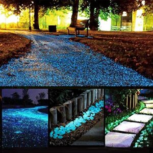 glow stones, glowing in the dark pebbles 150pcs for walkways, window, yard grass, driveway, outdoor decor diy decorative gravel stones, fish tank decoration (blue)