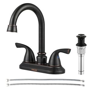 parlos double-handle lavatory faucet with metal drain assembly and supply hose lead-free cupc bathroom faucet mixer two-handle lavatory vanity utility laundry faucet oil rubbed bronze, 13592