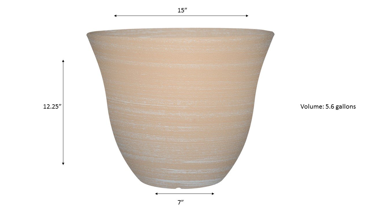 Classic Home and Garden Honeysuckle Resin Flower Pot Planter, Beige, 15"