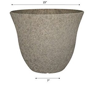 Classic Home and Garden Honeysuckle Resin Flower Pot Planter, Stone Grey, 15"