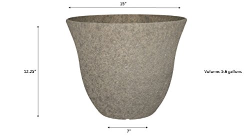 Classic Home and Garden Honeysuckle Resin Flower Pot Planter, Stone Grey, 15"