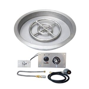 stanbroil 19 inch round drop-in fire pit pan with spark ignition kit propane gas version, rated for up to 92,000 btu’s