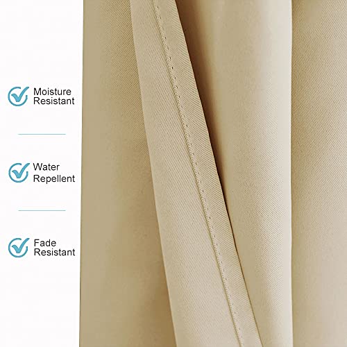 RYB HOME Outdoor Patio Curtains - Waterproof Weighted Porch Curtains Outside Curtain for Farmhouse Cabin Pergola Cabana Corridor Terrace, 1 Panel, W 52 x L 95 inches, Biscotti Beige