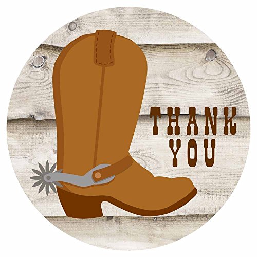 Cowboy Boots Thank You Sticker Labels by Adore By Nat - Birthday Baby Shower Party Favors Envelope Seals - Set of 50