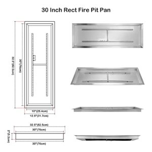 Stanbroil 30 x 10 Inch Drop-in Fire Pit Pan with Burner and All Accessories Required for DIY Fire Pit Projects, Natural Gas Version, Rectangular