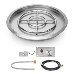 stanbroil 19 inch round drop-in fire pit pan with spark ignition kit natural gas version, rated for up to 92,000 btu’s