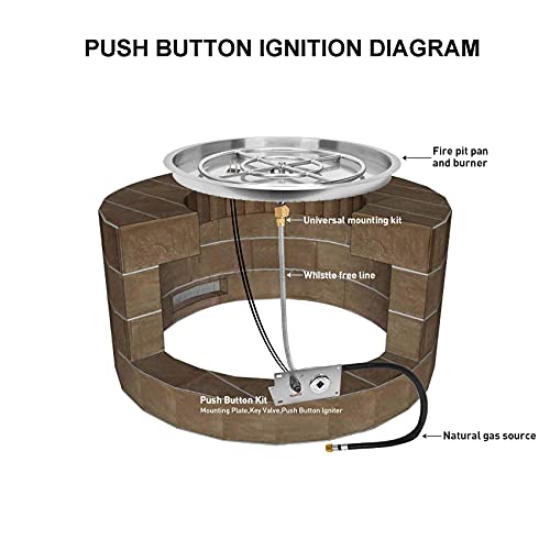 Stanbroil 19 inch Round Drop-in Fire Pit Pan with Spark Ignition Kit Natural Gas Version, Rated for up to 92,000 BTU’s