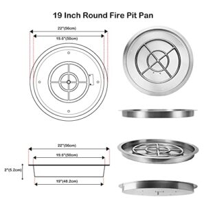 Stanbroil 19 inch Round Drop-in Fire Pit Pan with Spark Ignition Kit Natural Gas Version, Rated for up to 92,000 BTU’s